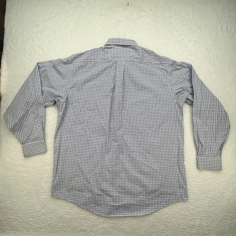 L.L.Bean Shirt Mens Large Regular Wrinkle Resistant Blue Plaid Button Down